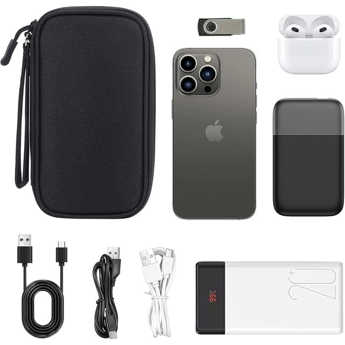 Органайзер для аксесуарів у подорожі Nutabevr: водонепроникна сумка для електроніки, кабель-органайзер, для USB, Powerbank, SD-карт