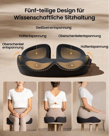 Ортопедична подушка для сидіння ProtoArc для офісного крісла: Memory Foam, рівномірний розподіл тиску, комфорт для офісу, авто, інвалідного візка, чорний, велика