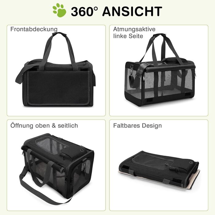 Транспортна сумка для котів та маленьких собак ALLSOPETS, 9 кг, чорна