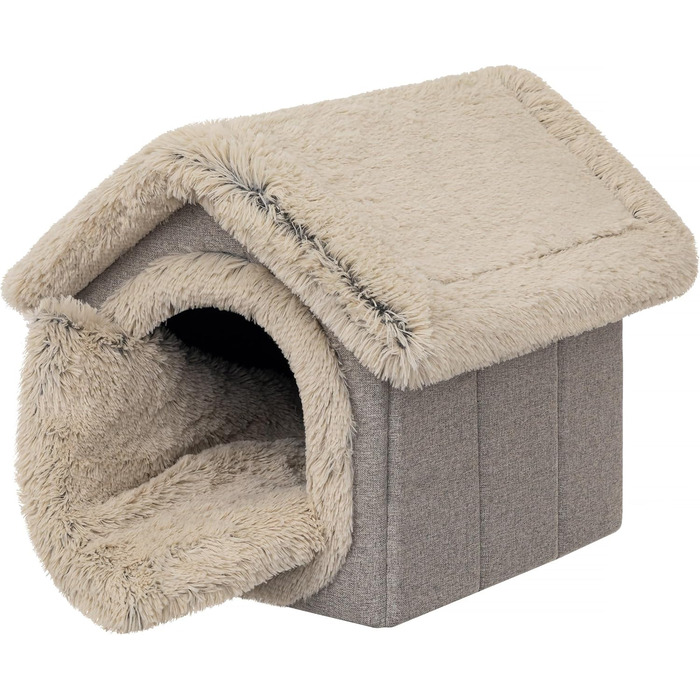 Будиночок для тварин: собачий/кітчий домік, м'яка печеринка, 55x60x60 см, капучино