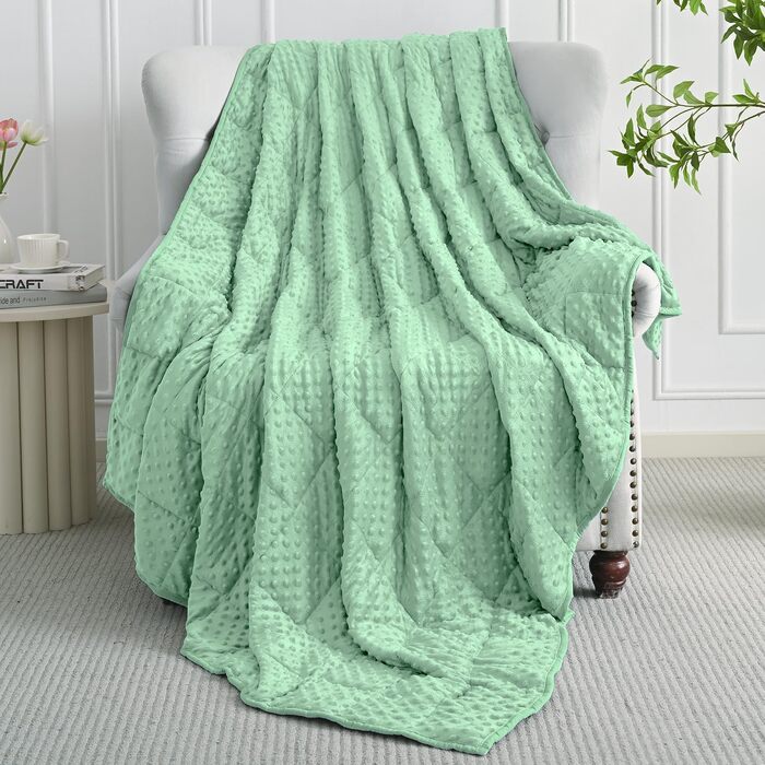 Обважнююча ковдра Mr. Sandman для дорослих Queen Size, 152x203 см, 6.8 кг, пастельно-зелена — м'яка антистрес ковдра для глибокого сну, що підтримує спокій, з можливістю прання в машині