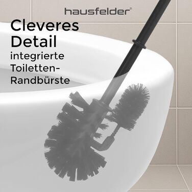 Торгова щітка для унітазу Hausfelder з очищувачем краю, чорна – щітка для прибирання під обідком унітазу з тримачем та 2 запасними щітками, стабільний набір для унітазу з щіткою для краю