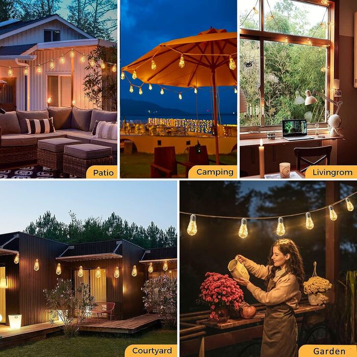 LED гірлянда Redefun 9м, 16 лампочок, зовнішня та внутрішня, 8 режимів, таймер, для декору саду, балкону, вечірки, весілля, з вилкою