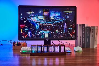 LED-годинник ClocTeck у стилі Nixie, цифровий ретро-годинник з Wi-Fi, будильник, 12/24 год, готовий до використання, подарунок