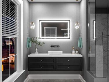 Дзеркало для ванної кімнати TETOTE з підсвічуванням 50x70 см, без рами, LED-підсвічування, сенсорна кнопка, 3 кольори, регулювання яскравості, функція пам'яті