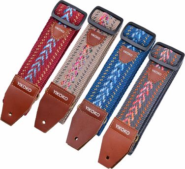 Гітарний ремінь 5,1 см з бавовни з шкіряними кінцями для бас-гітари, електрогітари та акустичної гітари, синій