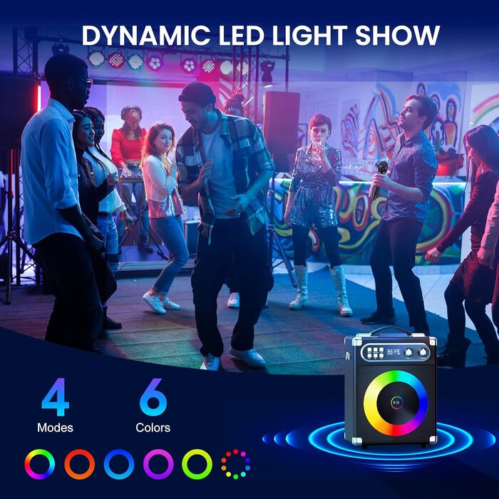 Портативна караоке-система: 20W PA-система з 2 бездротовими мікрофонами UHF та акумуляторами, для дому