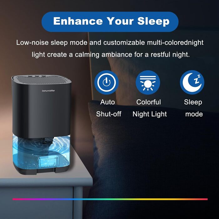 Electric Humidifier, 1000ml Small Humidifier for Home, Automatic Shut-Off, 7 Color Night Light, Mini Humidifier for Small Rooms like Bedrooms, Bathrooms, and Offices