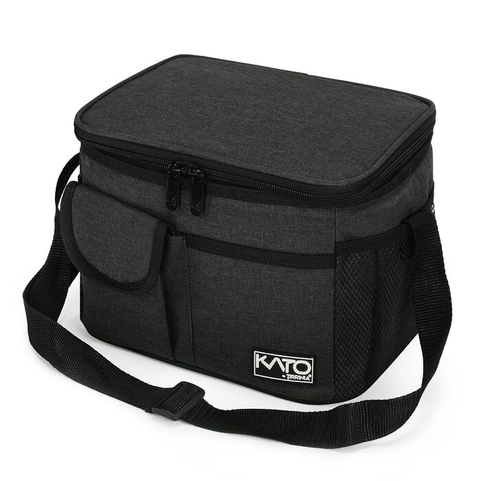Термосумка Kato Tirrinia 17L (23 банки) - велика, чорна, водонепроникна для пікніків, роботи, пляжу