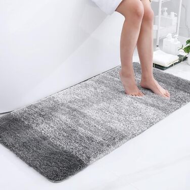 Килимок для ванної кімнати Homaxy 60x120 см, антиковзний, миючий, з м'якого флюсу, мікрофібра, швидковисихаючий, сірий