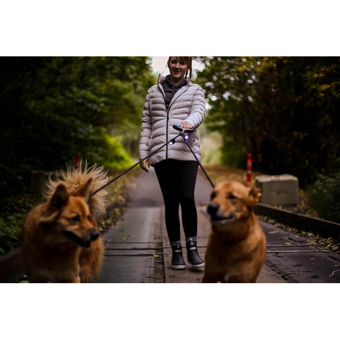 Поводок для собак WIGZI 2 шт., автоматичне розплутування, поворот на 360°, гелевий накладка, світловідбиваючий трос. LED-підсвітка до 7,6 м. Універсальний розмір, чорний, M/L, 2 шт. з LED