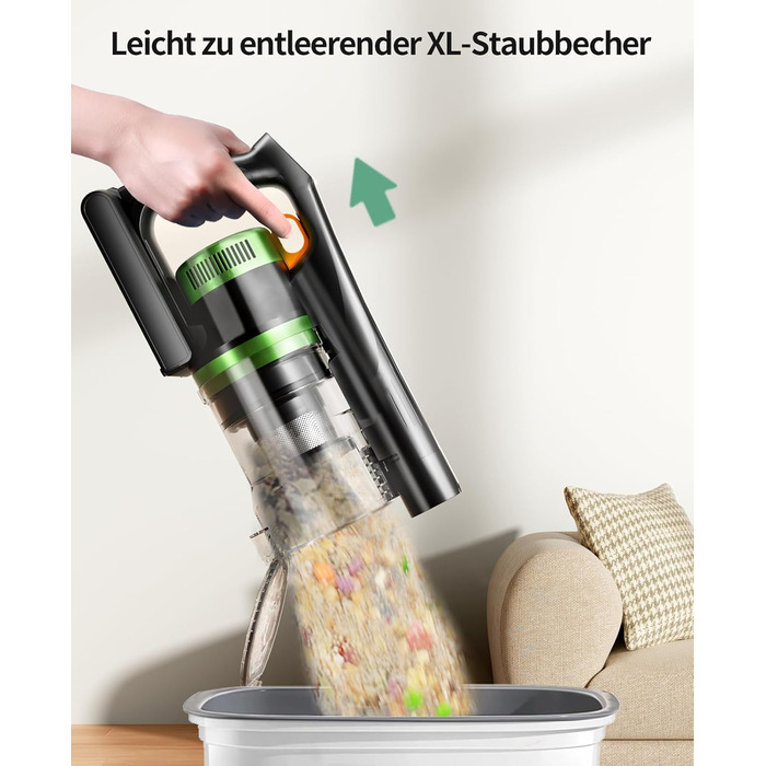 Акумуляторний бездротовий пилосос SunSare 600W з HD-дисплеєм, ароматерапією та захистом від намотування волосся. Ідеальний для тварин, килимів, твердих підлог та авто.