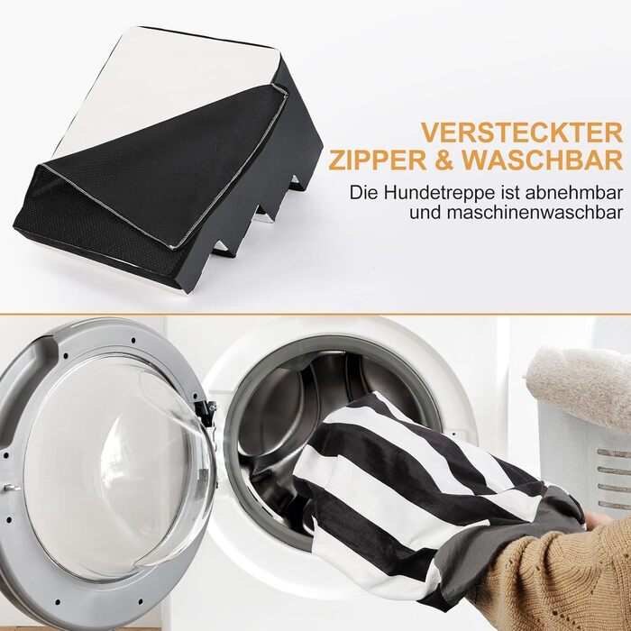 Сходинка для домашніх тварин Pawk: 5 сходинок, високощільний пінопласт, знімний чохол, для собак та котів, 45 x 56 x 75 см