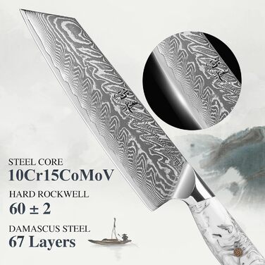 Японський ніж SHANGDAO Kiritsuke 20 см з 67 шарів легованої сталі, ніж для суші, ніж для кухні