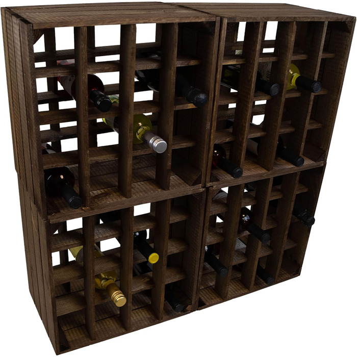 Wine Rack 16er white/natural/flamed Dimensions 40x40x27cm Shelf Box Bottle Rack Wine Rack Apple crate/Wine crate (dark)