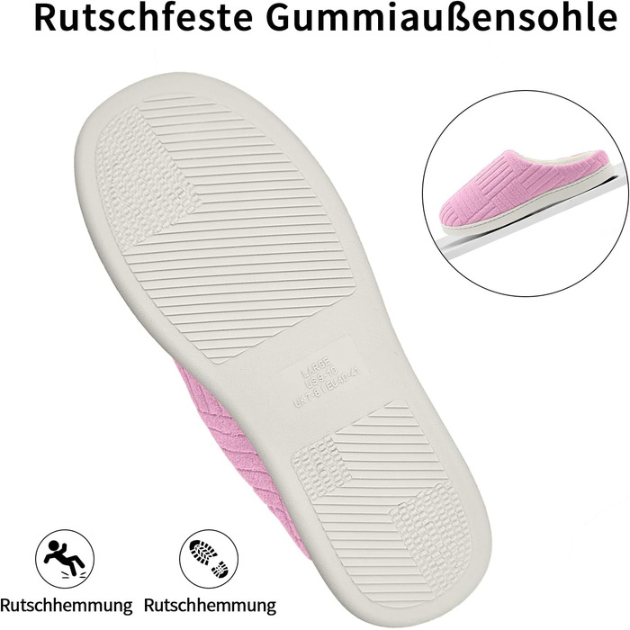 Зручні антиковзні домашні тапочки з memory foam бавовни для жінок (38/39 EU, Рожеві)