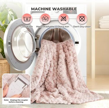 Електричний килим-плед CURECURE з підігрівом 130x180 см, 3D жакард, плюш та фланель, 6 режимів нагріву, таймер 1-10 годин, для ліжка, дивану, офісу (Рожевий)
