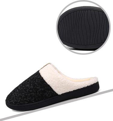 Mishansha Унісекс Теплі Домашні Тапочки з Піною з Пам'яттю для Будинку та На Зіт, Розміри 36-47, Чорний Онікс, 44/45 EU