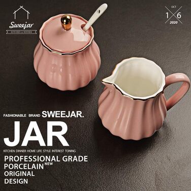 Sweejar Home Royal Ceramic Sugar and Cream Jug Set, 3-Piece Set with Cream Pitcher, Sugar Bowl