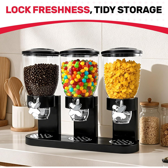 Набір контейнерів для зберігання круп та сухофруктів Sinceroduct (3 шт, 6л, чорний)