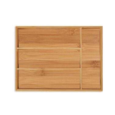 Relaxdays Bamboo Cutlery Box with 4 Compartments