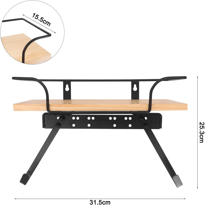 Настінна вішалка для праски та гладильної дошки, органайзер для прасування, дерев'яний підстав, регульовані гачки, для пральні