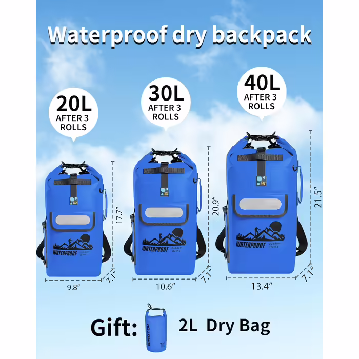 Водонепроникний рюкзак IDRYBAG Dry Bag 20/30/40 л для каякінгу, плаваючий гермомішок для водних видів спорту