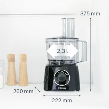 Кухонний комбайн Bosch MultiTalent 3 MCM3201B, 800 Вт, 30 функцій, 2.3 л, міксер 1 л, універсальний ніж, насадки для нарізки і натирання, збивальна насадка, чорний