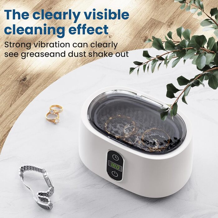 Ультразвукова мийка KECOOLKE для ювелірних виробів, окулярів та монет - Sonic Cleaner з цифровим таймером (кремовий)