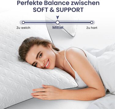 BedStory Pillowcases, 80x80cm, 2-Pack, Breathable Neck Pillows made of 2x1500g Microfiber, Washable Bed Pillows, Ideal for Deep and Relaxing Sleep, Öko-Tex Certified 2.0 White Black 80x80