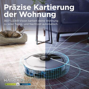 Робот-пилосос Shark Matrix Plus 2-в-1 з функцією миття та станцією самоочищення, самостійно очищається, для шерсті тварин, килима та твердих підлог, 14,5 см (стандартний, білий)