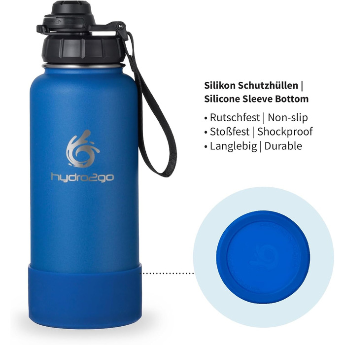 Термофляга Hydro2Go Edelstahl 950 мл з соломинкою, синя - ізольована, BPA-free, не протікає, для спорту та активного відпочинку
