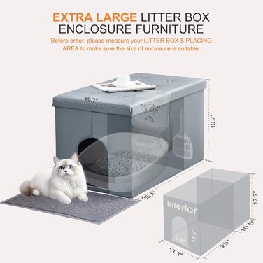 Шафа-комод для котячого туалету MEEXPAWS XL 90x50x50 см, сіра, прихована котяча вбиральня, меблі для кота, з сидінням, для лотка, преміум якість