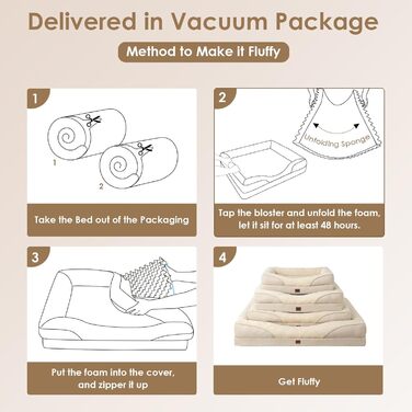 Ортопедичне ліжко для собак EHEYCIGA, 76x51x16.5 см, Memory Foam, для маленьких собак, миється, водонепроникне, з бортиками, антиковзаюче