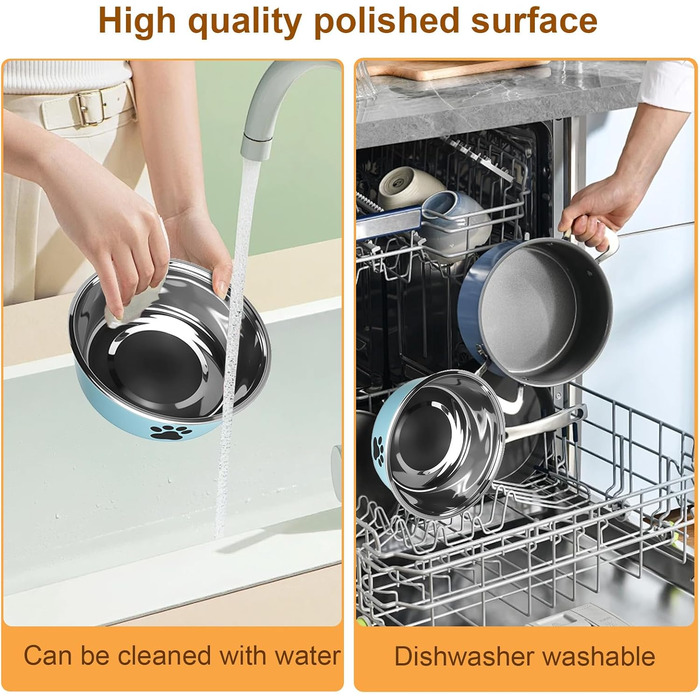 Набір з 4 мисок для собак з нержавіючої сталі з неслизьким силіконовим дном, 900 мл, для корму та води (зелений, сірий, блакитний, рожевий)