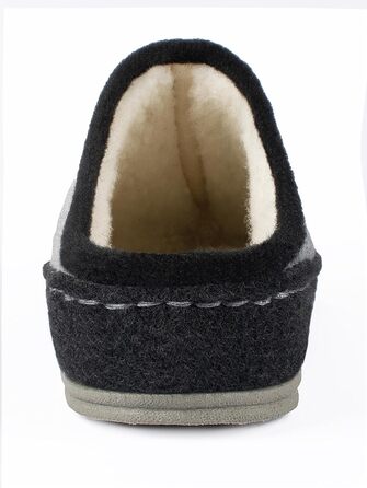 Чоловічі фетрові домашні тапочки Schawos 6030, теплі, з підкладкою з вовни, з устілкою, неслизька підошва (45 EU, Антрацит 10w)