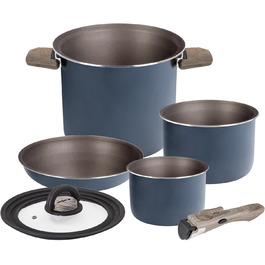 Набір кухонного посуду Brunner Camping HOHES Alu (каструлі та сковорідки) для 2-4 особи. Легкий, покритий, високоякісний, стакесний. Діаметр 18, 20, 22 см. Vakublock.