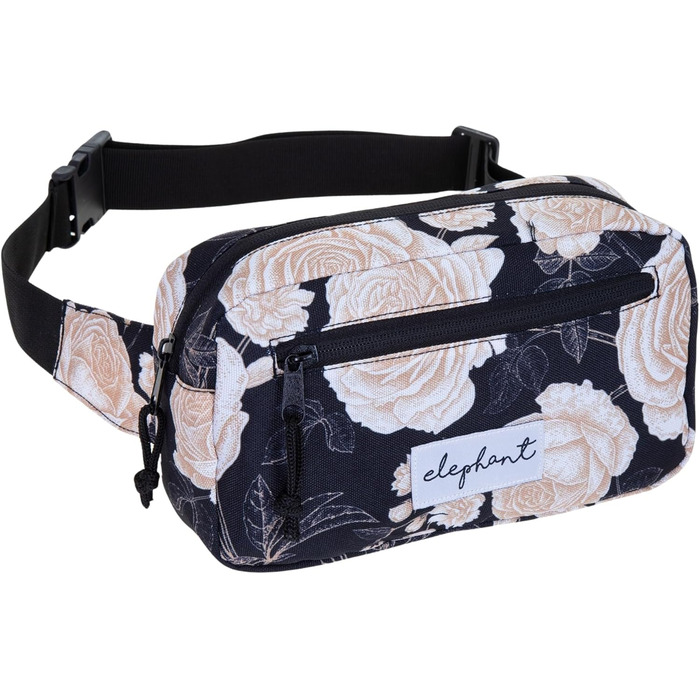 Сумка на пояс (фенні-пак) для жінок та чоловіків, велика, чорна з квітковим принтом, 13021