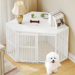 Клітка для собак Hzuaneri Eck-Hundekäfig: зручна собача будка з подушкою та розсувними дверима, 107 x 59,6 x 64 см, білий колір, DFC85903W