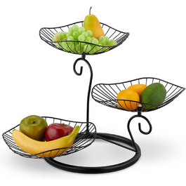 Стійка для фруктів та випічки Relaxdays, 3 яруси, метал, 34x49x31,5 см, дизайн 