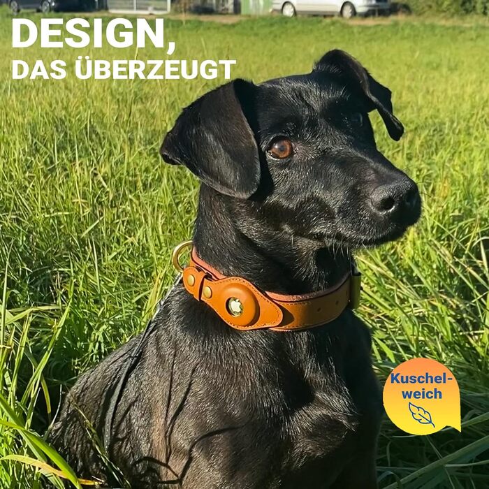 PawTrace Airtag Dog Collar Leather. Durable collar made of genuine leather compatible with Apple AirTag. More comfortable protection for small & large dogs. GPS dog band in brown. Adjustable (XS) XS (circumference 25-33cm)