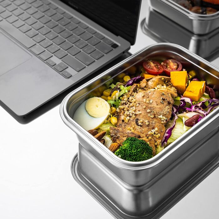 Контейнери для харчових продуктів GENICOOK з нержавіючої сталі, набір 3 шт. з герметичними кришками - для зберігання та Meal Prep