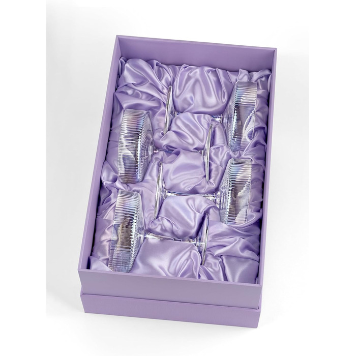 Набір келихів GLASSIQUE CADEAU Vintage Art Deco: 4 шт., 200 мл. Келихи для шампанського, мартіні, дайкірі, коктейлів. Кристал, іризуючий ефект