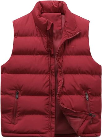 Степлед жилет для чоловіків Allthemen з коміром-стійкою. Легкий спортивний жилет для осені/зими. Червоний, XS