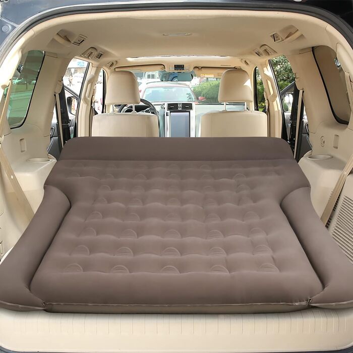 Надувний матрац для авто Vinteky з електричним насосом, 180x145 см, сірий (для кемпінгу, подорожей)