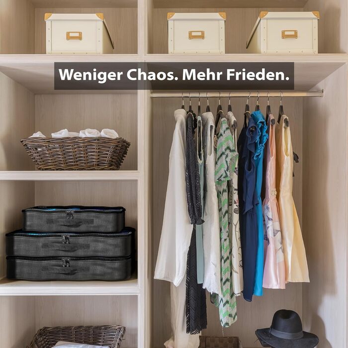 Органайзери для валізи OW-Travel: 2 середні + 2 великі. Набір для пакування речей, чорний. Кубики для подорожей, органайзери для одягу.