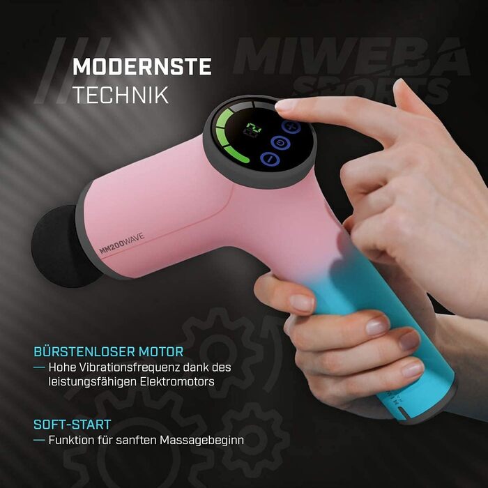 Масажер для м'язів Miweba MM200 | Пістолет для масажу з LCD-дисплеєм та 6 насадками
