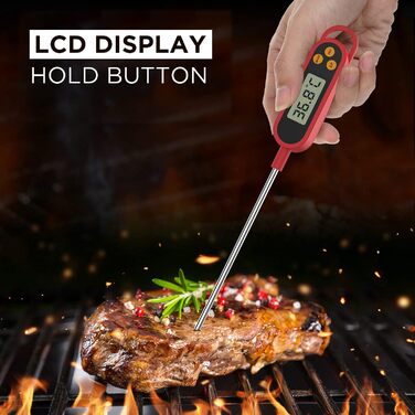Цифровий термометр для кухні: приготування їжі, м'яса, молока, дитяче харчування | LCD дисплей, довга сонда