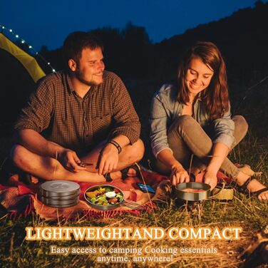 Набір кухонного посуду для кемпінгу на 2-3 особи з нержавіючої сталі: 7 предметів для пікніків, походів та кемпінгу