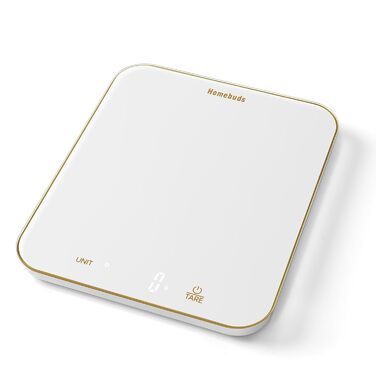 Кухонні ваги Homebuds 15 кг, цифрові, з LED-дисплеєм, точність 1 г/0,1 унції, для випічки та приготування їжі, скло, 3 AAA батарейки в комплекті